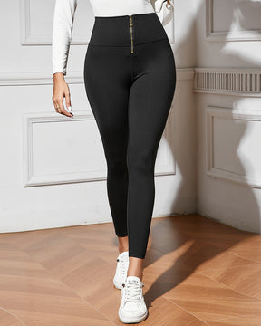 Slim Fit Sport leggings mit Hoher Taille und Frontreißverschluss