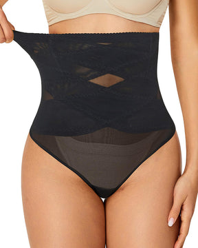 Überkreuzte Hohe Taille Shaping Slips Mesh Fester Bauchkontrolle Unterhose