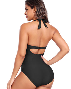 Neckholder Push-Up Einteiler Badeanzug Shapewear Strandmode