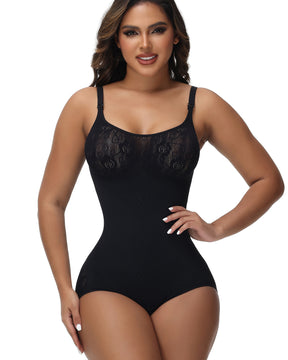 Damen Sexy Nahtloser Jacquard Bodysuit Bauchweg Spaghettiträgern Shapewear