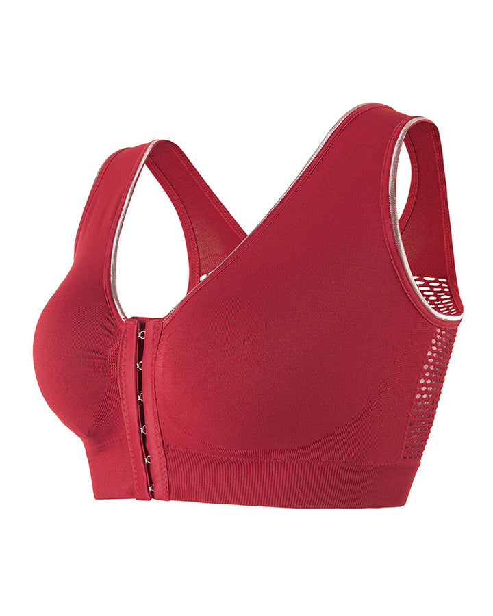 Shapshe® Damen Frontschnalle Hohl Atmungsaktiv Bügellos Sport BH In Übergröße