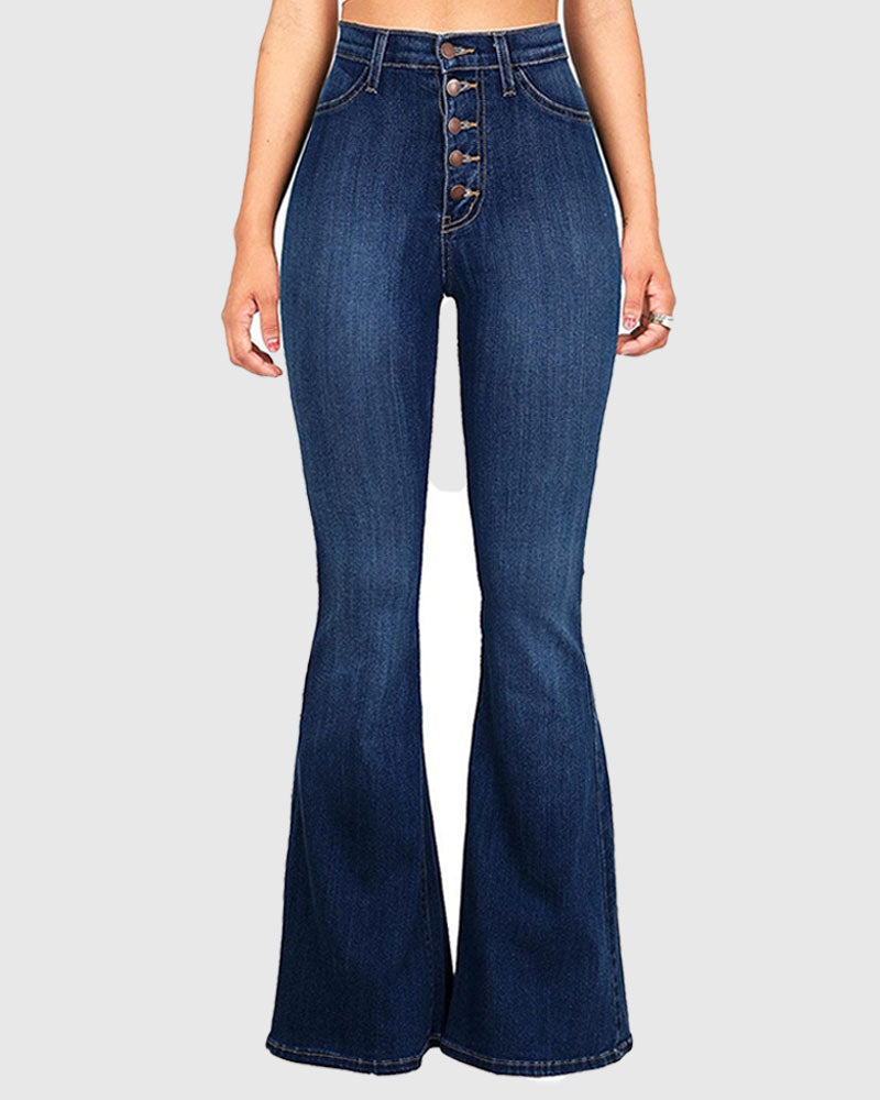 Schlag Jeans mit Hoher Taille für Damen