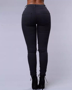 Zerrissene Stretch Skinny Jeans mit Hoher Taille