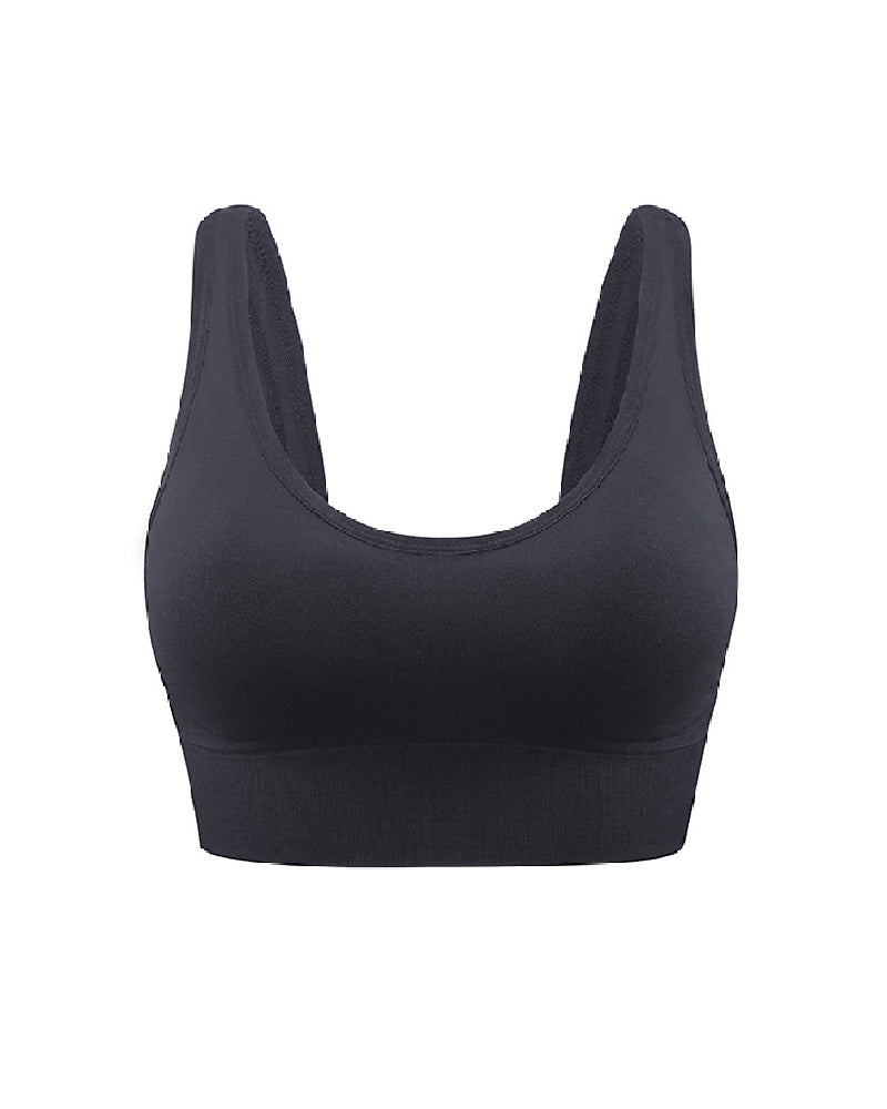 Damen Bügellose Hochstützende Verstellbare Gepolsterte Push-Up Crop Tanktop Sport BH