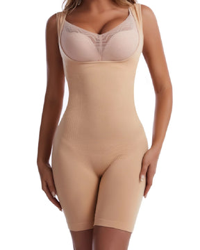 Nahtloser Offener Brust Bauchweg Ganzer Bodysuit  Ärmellos Oberschenkel Schlankere Shapewear