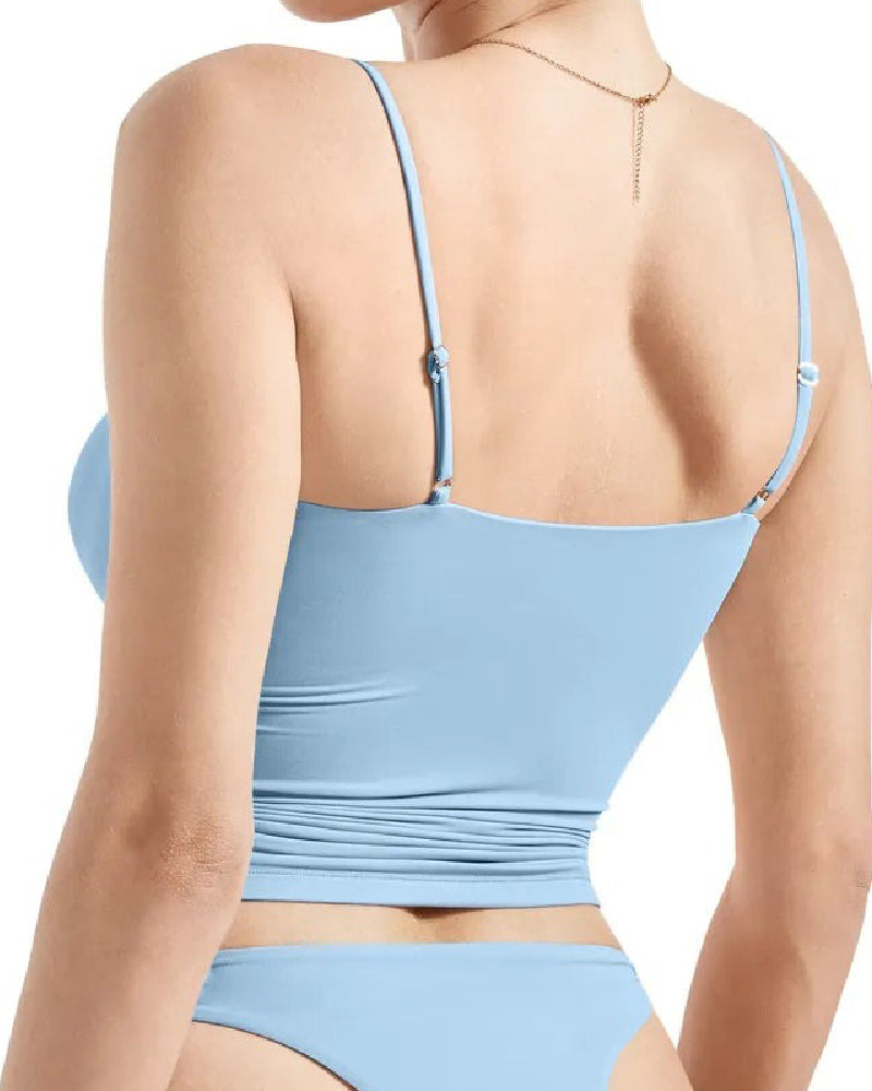 Damen Doppellagiges Quadrat-Ausschnitt Butterweiches Crop Top Ärmelloses Basic Tank Top