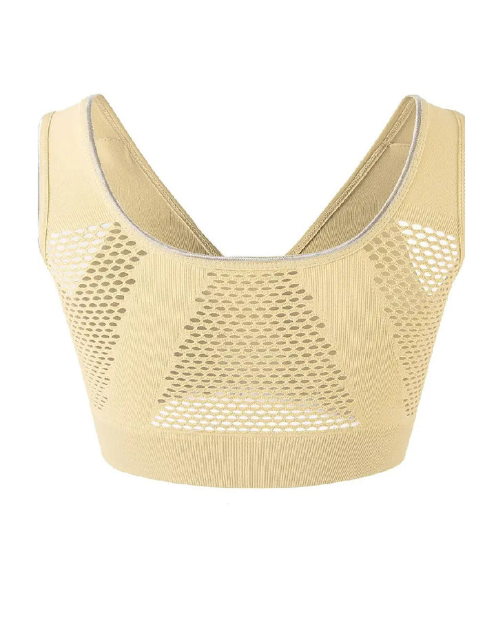 Shapshe® Damen Frontschnalle Hohl Atmungsaktiv Bügellos Sport BH In Übergröße