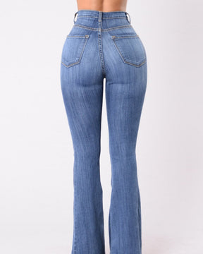 Schlag Jeans mit Hoher Taille für Damen