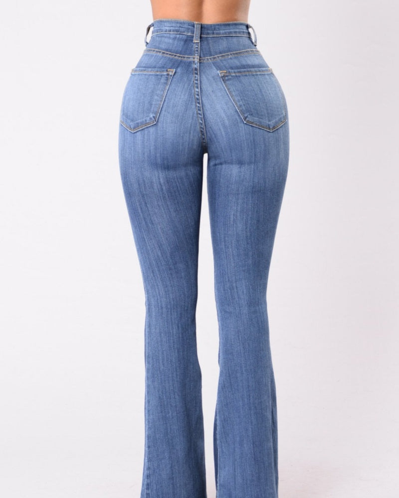 Schlag Jeans mit Hoher Taille für Damen