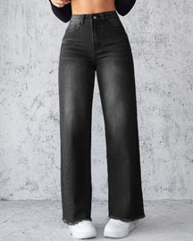 Elegante Jeans mit Geradem Bein und Weitem Bein Ohne Stretch