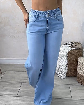 Lockere Jeans mit Mittelhohem Bund und Verwaschenem Gummibund