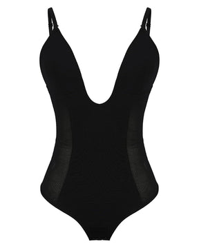 Damen Tiefem V-Ausschnitt Shapewear U-förmigem Rücken Nahtloser Tanga Bodysuit