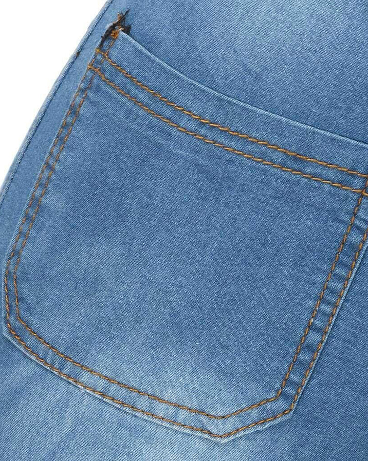 Einreihige Skinny-Jeans mit Mehreren Knöpfen aus Gewaschenem Stretch mit Hohem Bund