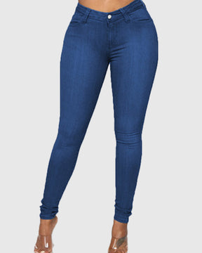 Übergroße Elastische Skinny-Jeans mit Hoher Taille und Hüftbetonung Verwaschene Skinny-Jeans