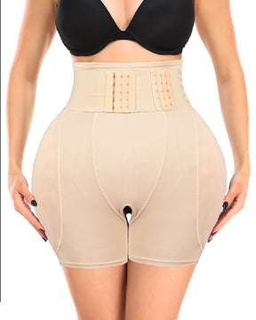 Hoch Taille 9-reihiger Verstellbarer Schnalle Shapewear Shorts Mit Schwammkissen