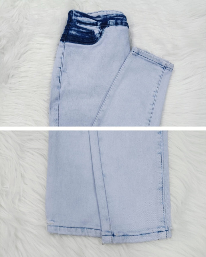 Kolumbianische Skinny Jeans mit Hohem Bund und Hip Lift Farbverlauf Patchwork