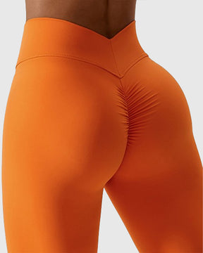 Figurformende Leggings mit V-förmiger Naht und Plissee Po-Lifting Yogahose