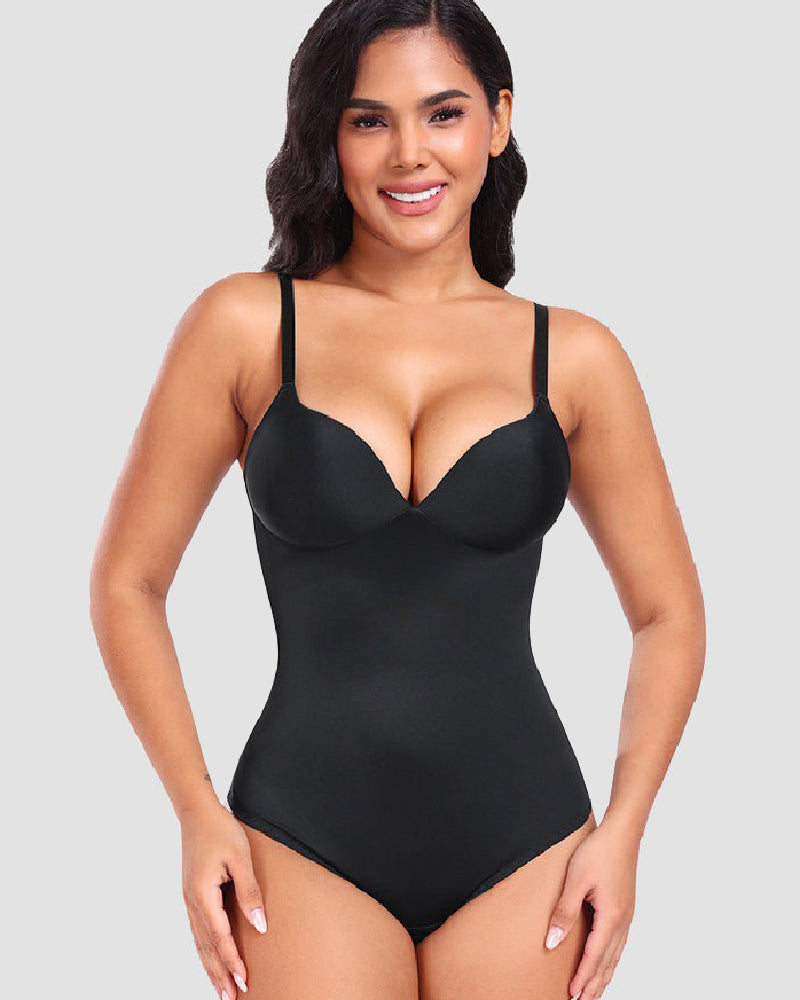 Damen Glatter Push-Up Bauchkontrolle Tanga Ärmelloser Body Shapewear