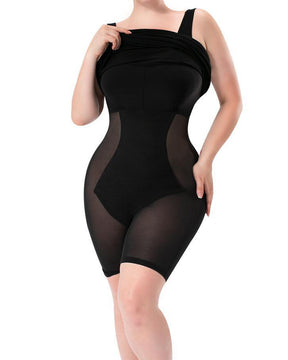 Damen Ärmelloses Tank Midi Shapewear Kleid Doppellagig Bauchweg Bodysuit Kleid