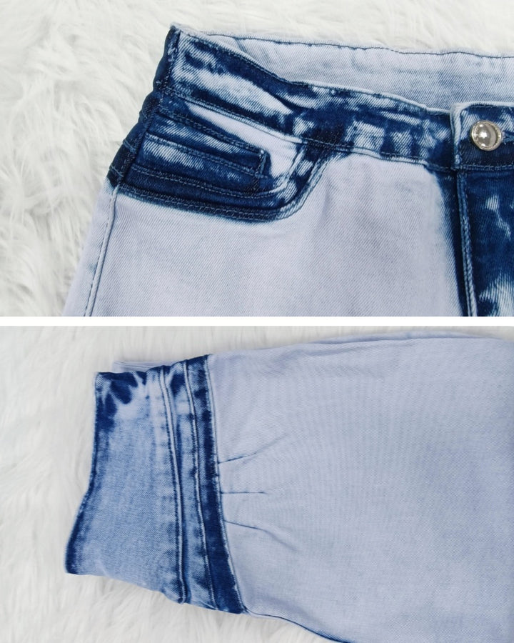 Kolumbianische Skinny Jeans mit Hohem Bund und Hip Lift Farbverlauf Patchwork