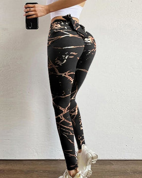 Hüfthebende Yoga Leggings mit Schmetterlings Print und Großer Schleife