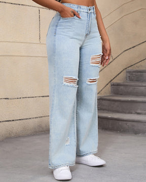 Elegante Jeans mit Weitem Bein und Hoher Taille