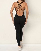 Sexy Einteiler Sport Mehrfarbig Overall Kreuzrücken Leggings Jumpsuit