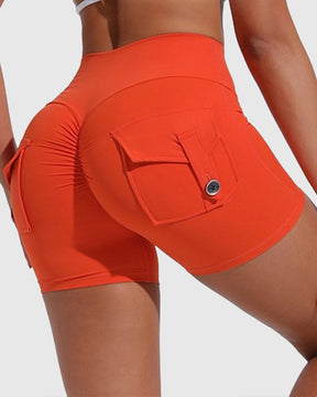 Damen Yoga Shorts Hip Lift Cargo Gesäßtaschen