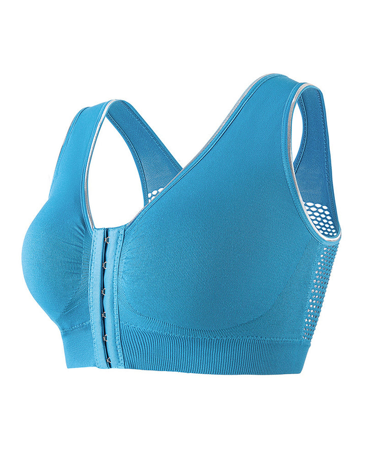 Shapshe® Damen Frontschnalle Hohl Atmungsaktiv Bügellos Sport BH In Übergröße