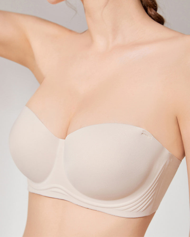 Damen Unsichtbarer Trägerloser Rutschfester Große Größe Nahtloser Push Up BH