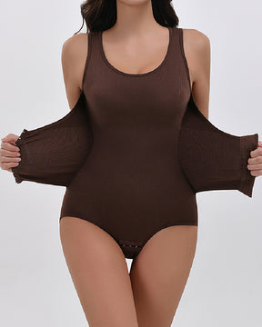 2 In 1 Nahtloser Doppelter Bauchweg Korsett Bodysuit U-Ausschnitt Tanktop Shapewear