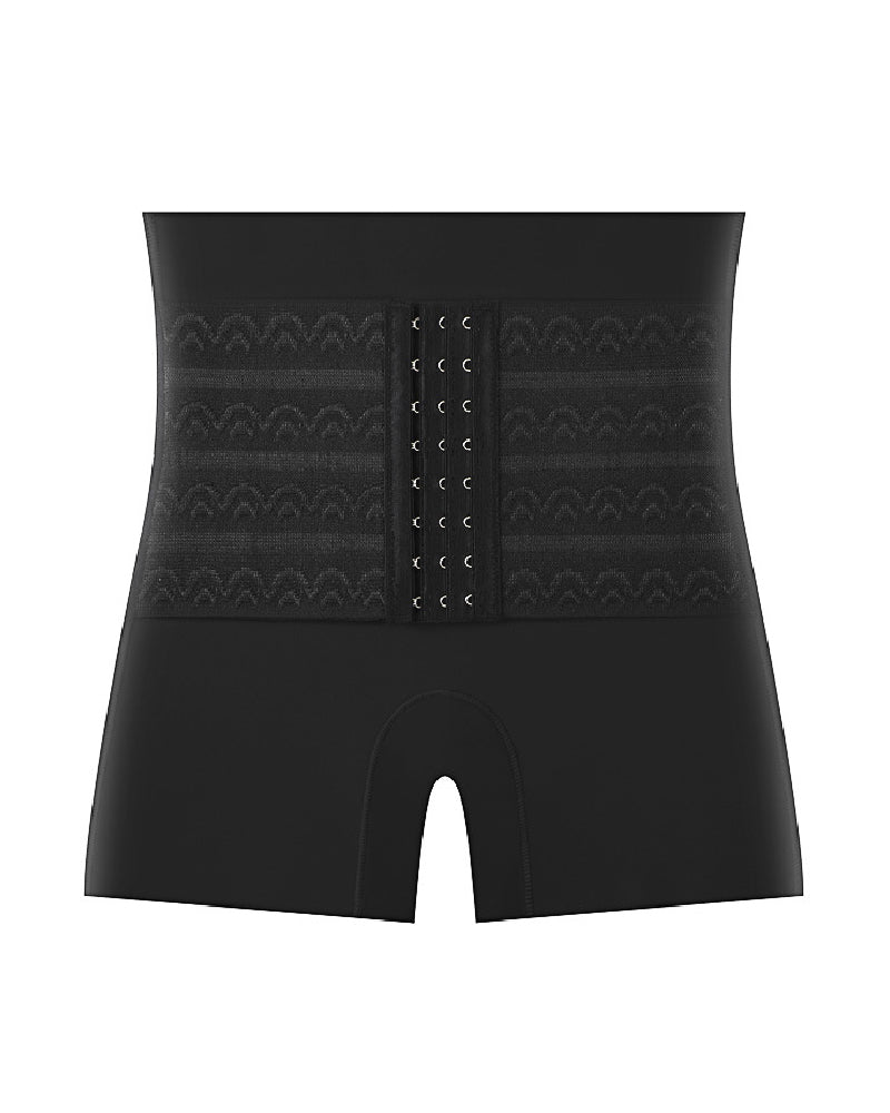 Mittelhoher Po-Lifter Doppellagige Bauchkontrolle Shapewear Shorts Mit Hakengürtel