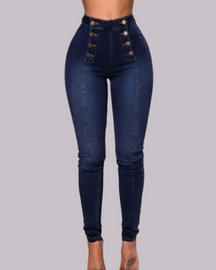 Trendy Zweireihige Mehrknopf Slim-Fit Stretch Jeans