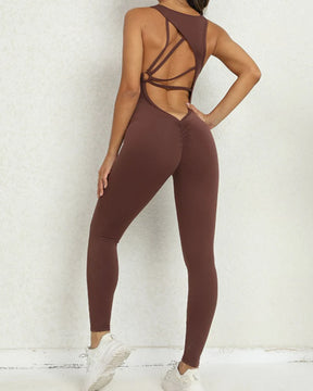 Damen Jumpsuit mit Schöner Rückseite ärmellos Elastischer Strumpfhose