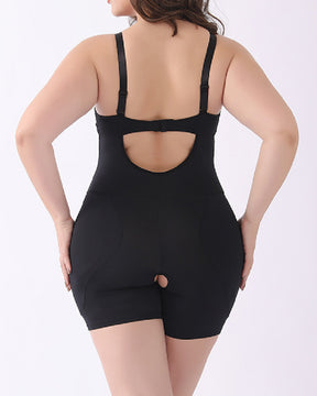 Rückenfreie Push-Up BH Bauchweg Offenem Schritt Shapewear Mit Abnehmbaren Po-Polstern