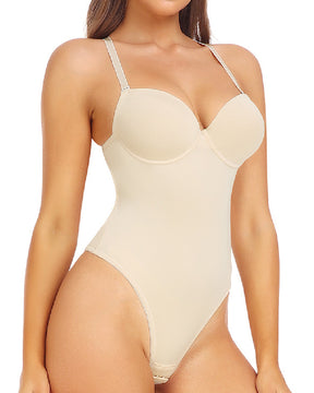 Damen Sexy Spaghettiträger Bauchkontrolle Tanga Rückenfreier Bodysuit Mit Eingebautem BH