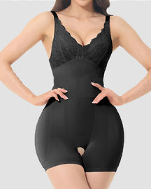 Rückenfreie Push-Up BH Bauchweg Offenem Schritt Shapewear Mit Abnehmbaren Po-Polstern