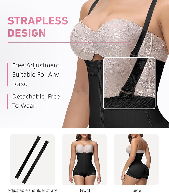 Shapshe® Fajas Colombianas Bauchweg Reißverschluss Offene Brust Stark Formend Shapewear Bodys