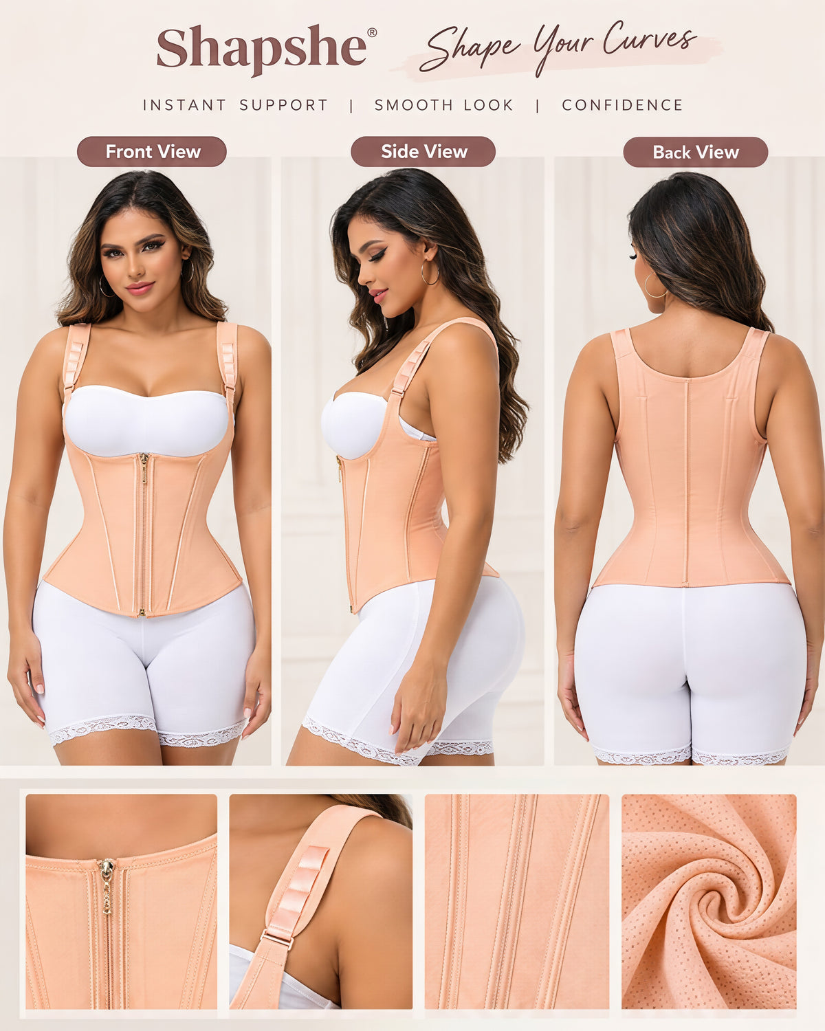 Shapshe® Fajas Steel Boned Tummy Control Waist Trainer
