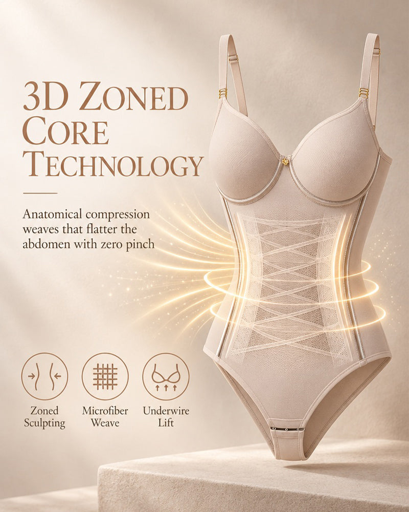 Shapshe® Adjustable Strap Thong Bodysuit Lace Up Back Tummy Control Shapewear