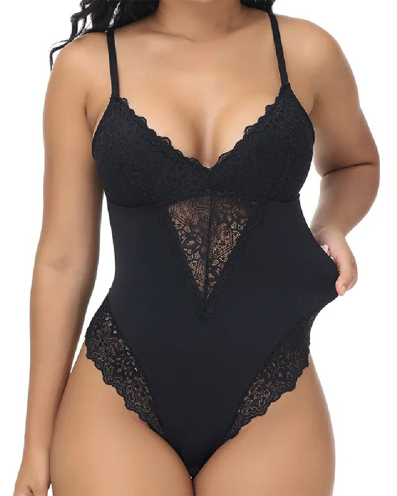 Spitze Spaghettiträger Cami Bodysuit Ärmellos Einteilige Shapewear Für Damen