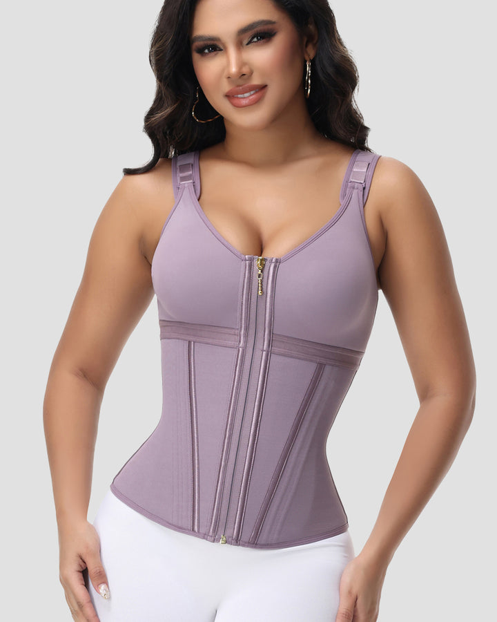 Shapshe® Fajas Colombianas Korsett mit Reißverschluss vorne Bauchkontrolle Taillentrainer mit Stahlknochen