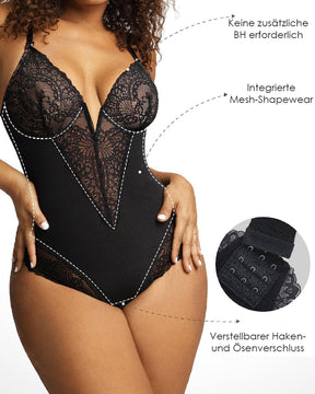 Sexy Spitzen Tanga Body mit V Ausschnitt für Damen Rückenfreie Tanktops mit Bauchkontrolle