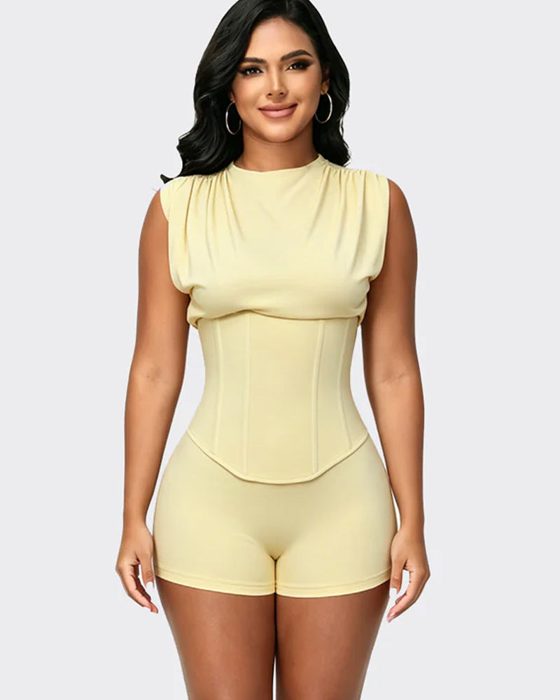 Detachable Corset Hourglass Waist Cincher Playsuit Two-Piece Set