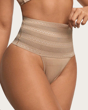 Damen Hoher Taille Formend Tanga Atmungsaktiv Bauchkontrolle Shapewear Unterwäsche