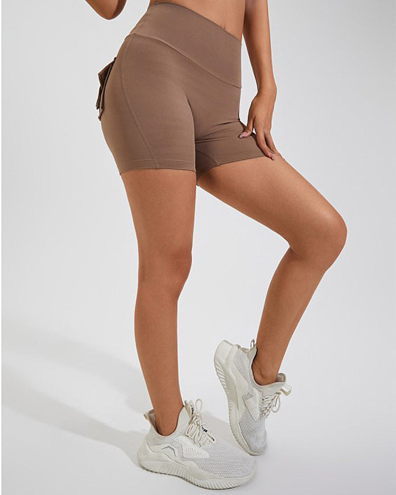 Damen Yoga Shorts Hip Lift Cargo Gesäßtaschen