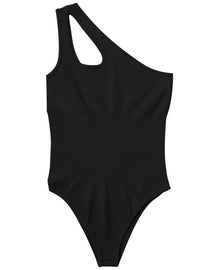 Schmal Einschultriges Cut Out Shapewear Stretch Bauchkontrolle Bodysuit