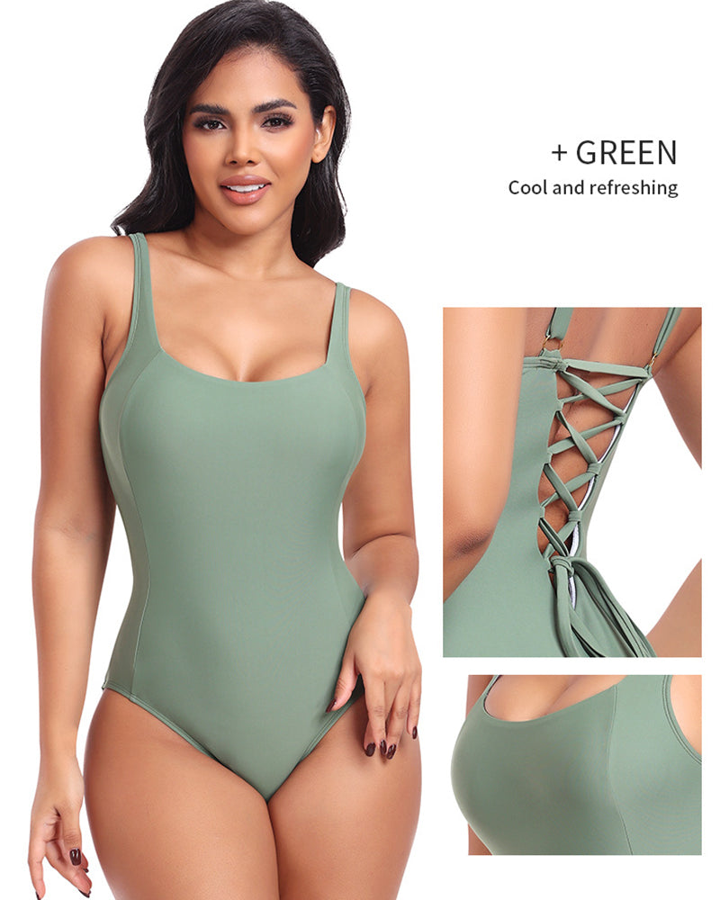 Shapshe® Sexy Einteiliger Badeanzug mit Schnürung auf der Rückseite und Formendem Badeanzug