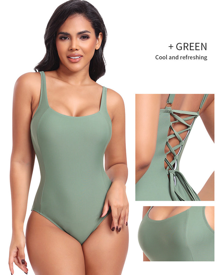 Shapshe® Sexy Einteiliger Badeanzug mit Schnürung auf der Rückseite und Formendem Badeanzug