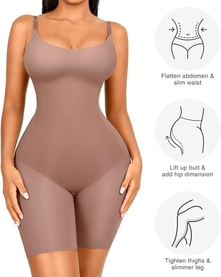 Nahtloser Butt Lifter Tummy Control Shapewear Bodysuit mit Verstellbarem Riemen